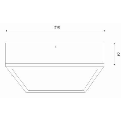Iluminação de teto NATURAL SQUARE 2xE27/15W/230V 31x31 cm pinho/branco