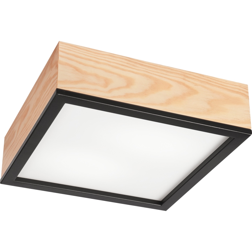 Iluminação de teto NATURAL SQUARE 2xE27/15W/230V 31x31 cm pinho/preto