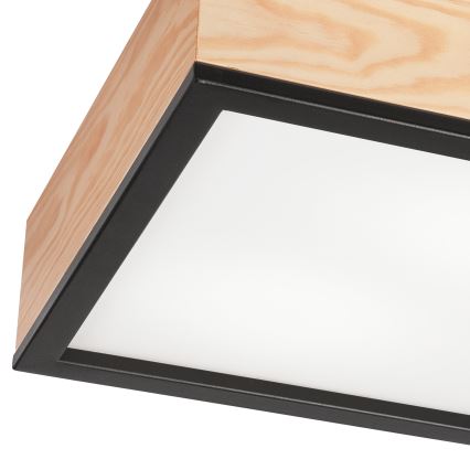 Iluminação de teto NATURAL SQUARE 2xE27/15W/230V 31x31 cm pinho/preto