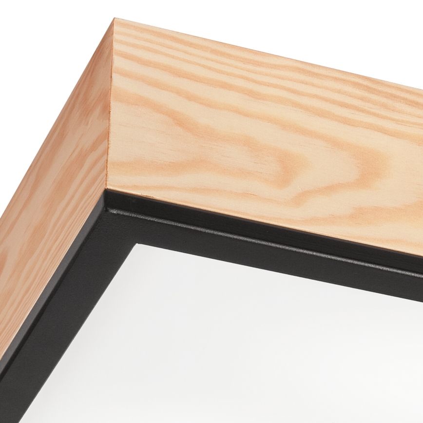 Iluminação de teto NATURAL SQUARE 2xE27/15W/230V 31x31 cm pinho/preto