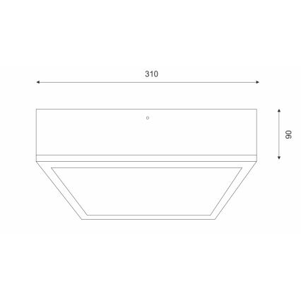 Iluminação de teto NATURAL SQUARE 2xE27/15W/230V 31x31 cm pinho/preto