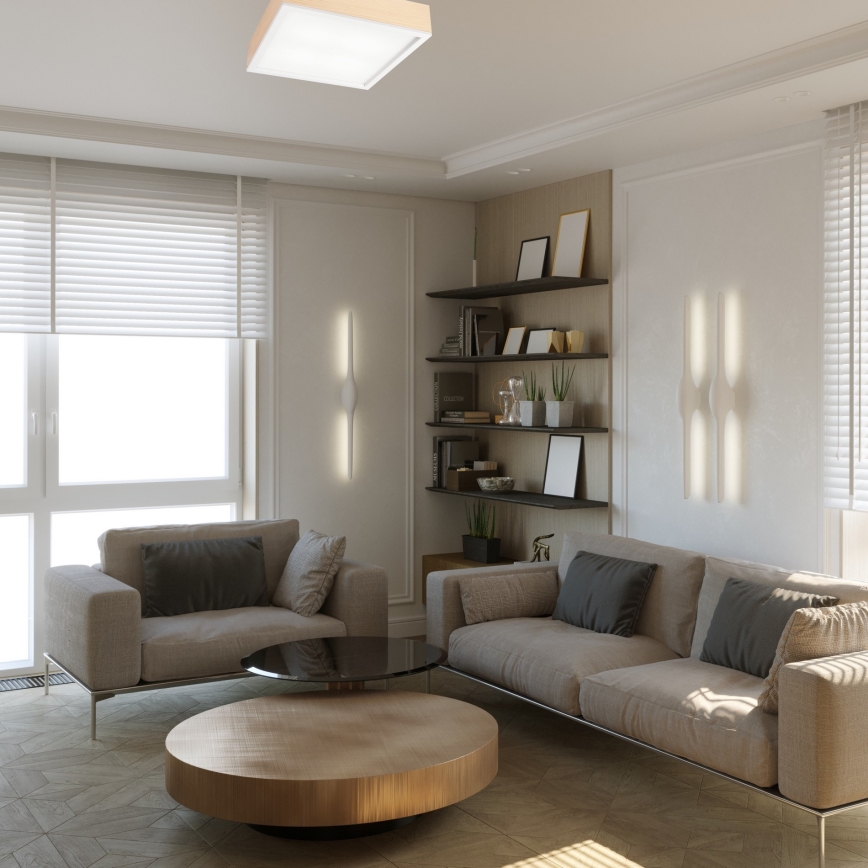 Iluminação de teto NATURAL SQUARE 4xE27/15W/230V 39x39 cm pinho/branco