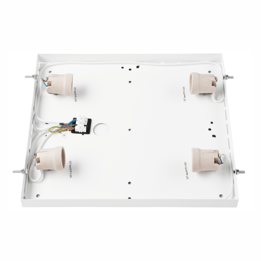 Iluminação de teto NATURAL SQUARE 4xE27/15W/230V 39x39 cm pinho/branco