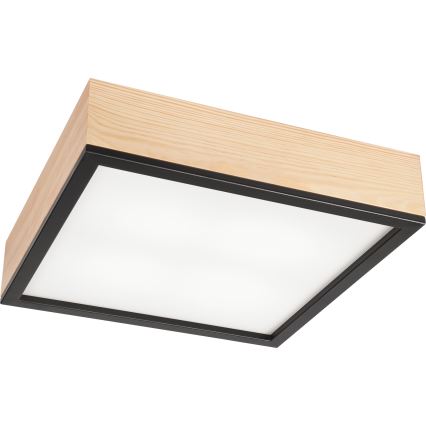 Iluminação de teto NATURAL SQUARE 4xE27/15W/230V 39x39 cm pinho/preto