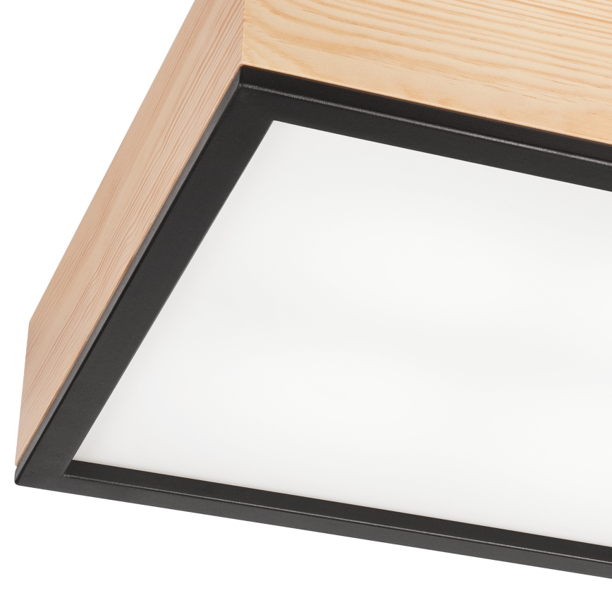 Iluminação de teto NATURAL SQUARE 4xE27/15W/230V 39x39 cm pinho/preto