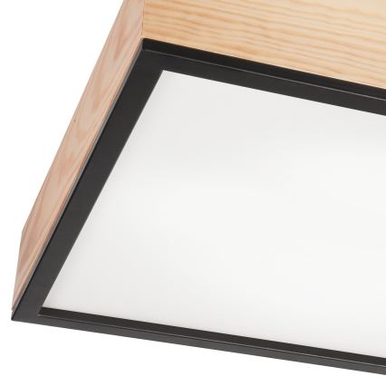 Iluminação de teto NATURAL SQUARE 4xE27/15W/230V 48x48 cm pinho/preto