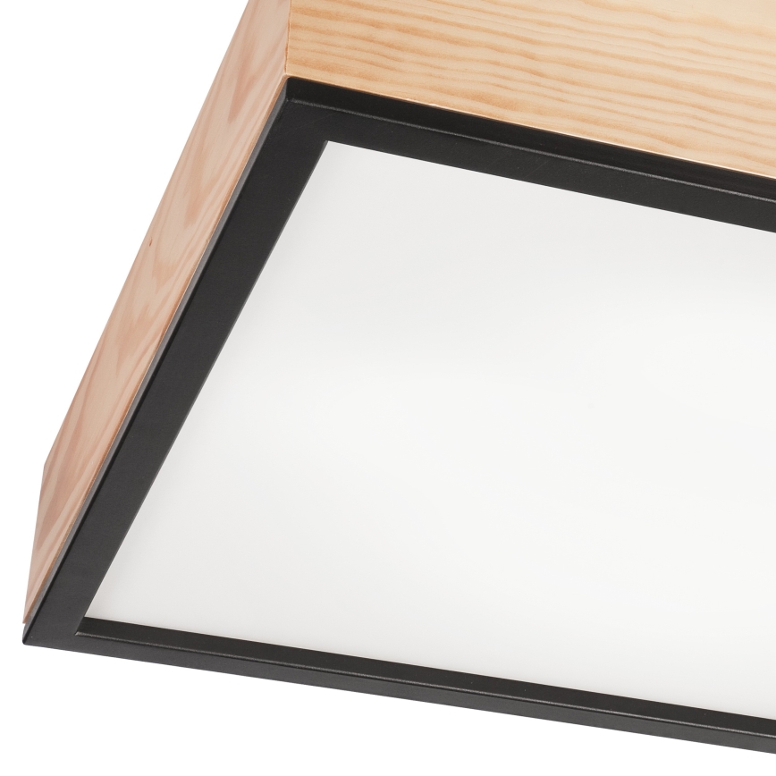 Iluminação de teto NATURAL SQUARE 4xE27/15W/230V 48x48 cm pinho/preto