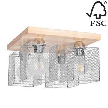 Iluminação de teto NORMAN WOOD 4xE27/25W/230V bétula - certificado por FSC