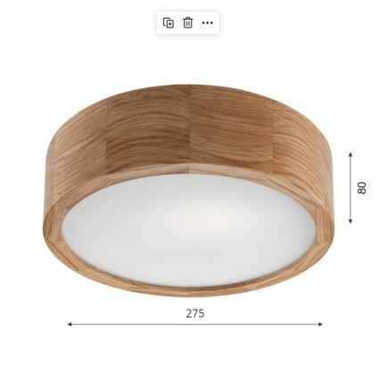 Iluminação de teto OAK 1xE27/60W/230V carvalho ø 27,5 cm - FSC certificado
