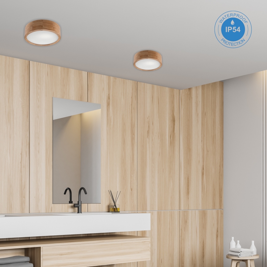 Iluminação de teto de casa de banho OAK 2xE27/15W/230V IP54 carvalho ø 27 cm - FSC certificado