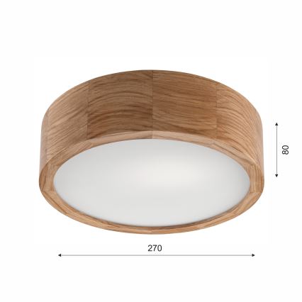 Iluminação de teto de casa de banho OAK 2xE27/15W/230V IP54 carvalho ø 27 cm - FSC certificado
