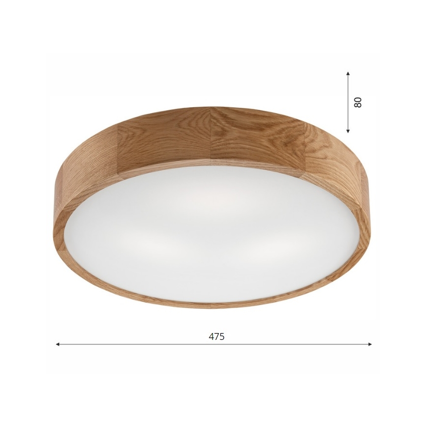 Iluminação de teto OAK 3xE27/60W/230V carvalho ø 47,5 cm - FSC certificado