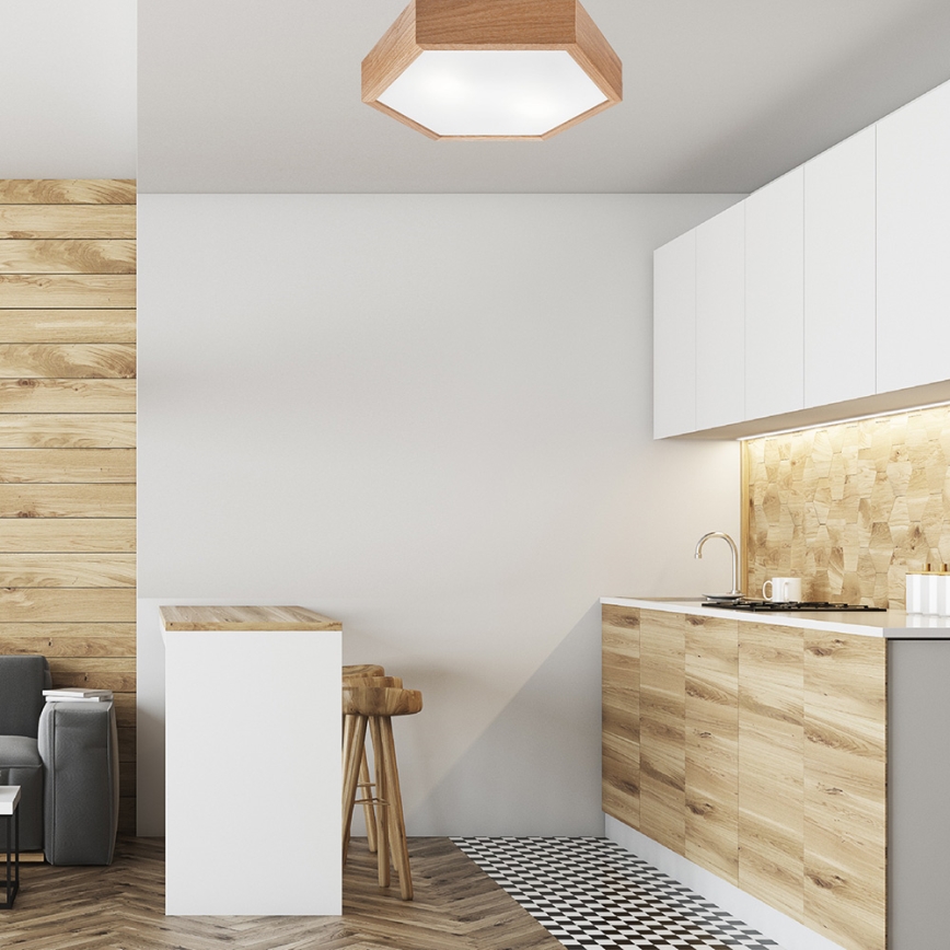 Iluminação de teto OAK HEX 2xE27/60W/230V d. 43 cm carvalho
