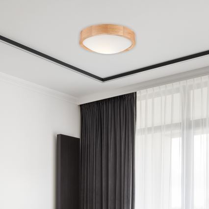 Iluminação de teto OAK SLIM 1xE27/60W/230V carvalho ø 27 cm - FSC certificado