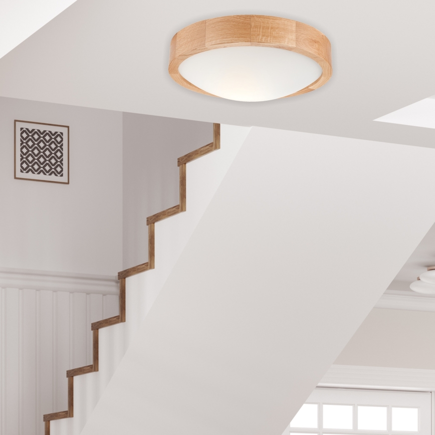Iluminação de teto OAK SLIM 1xE27/60W/230V carvalho ø 27 cm - FSC certificado