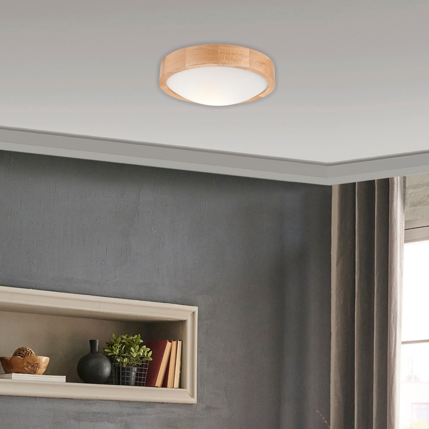Iluminação de teto OAK SLIM 1xE27/60W/230V carvalho ø 27 cm - FSC certificado