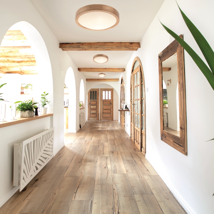 Iluminação de teto OAK SLIM 2xE27/60W/230V carvalho ø 37 cm - FSC certificado