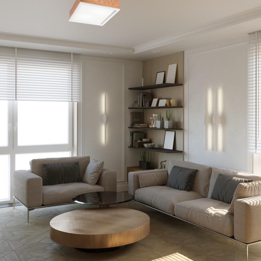 Iluminação de teto OAK SQUARE 2xE27/15W/230V 31x31 cm carvalho/branco