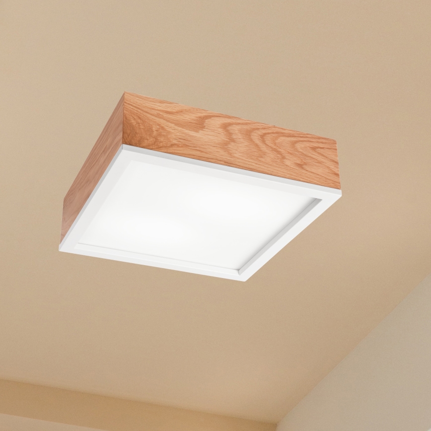 Iluminação de teto OAK SQUARE 2xE27/15W/230V 31x31 cm carvalho/branco