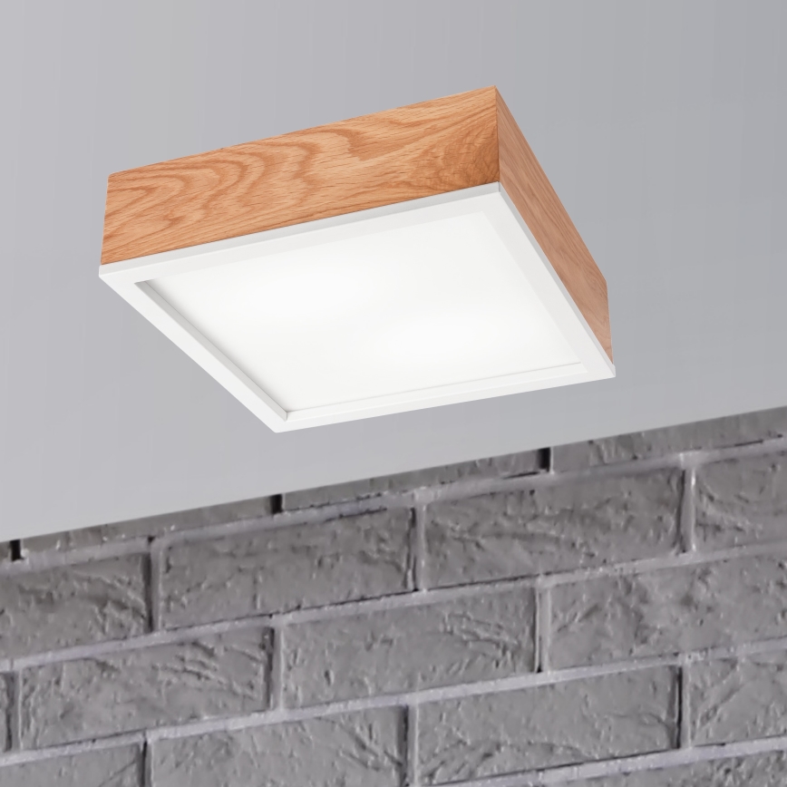 Iluminação de teto OAK SQUARE 2xE27/15W/230V 31x31 cm carvalho/branco