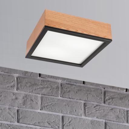 Iluminação de teto OAK SQUARE 2xE27/15W/230V 31x31 cm carvalho/preto