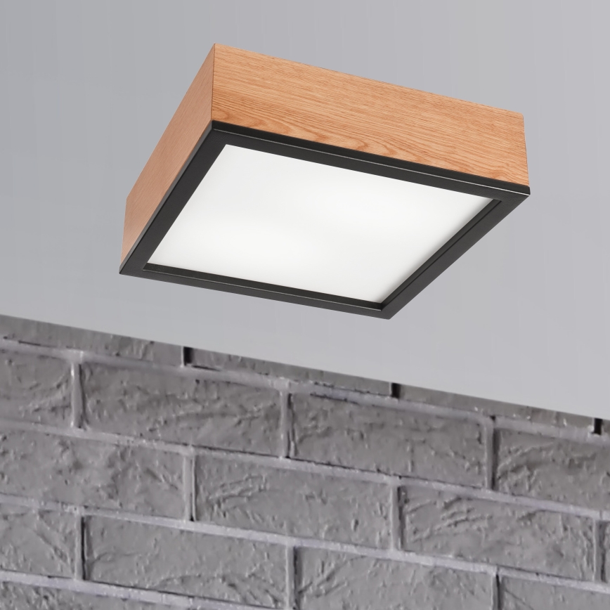 Iluminação de teto OAK SQUARE 2xE27/15W/230V 31x31 cm carvalho/preto