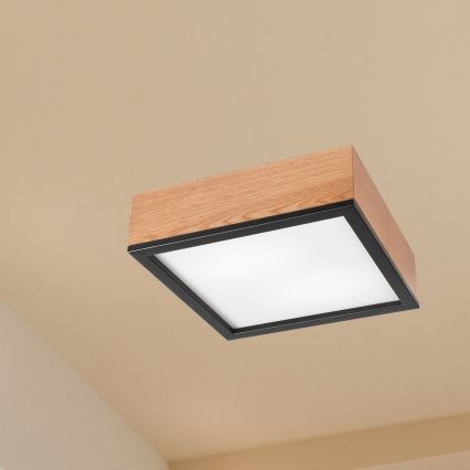 Iluminação de teto OAK SQUARE 2xE27/15W/230V 31x31 cm carvalho/preto