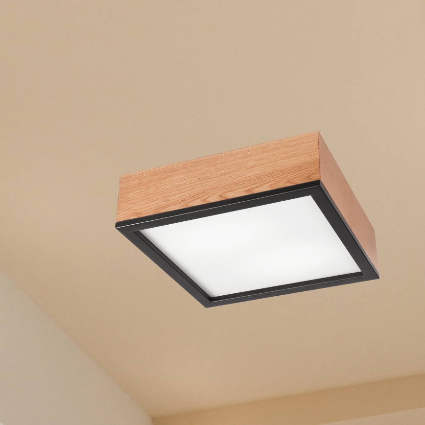 Iluminação de teto OAK SQUARE 2xE27/15W/230V 31x31 cm carvalho/preto