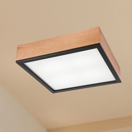 Iluminação de teto OAK SQUARE 4xE27/15W/230V 39x39 cm carvalho/preto