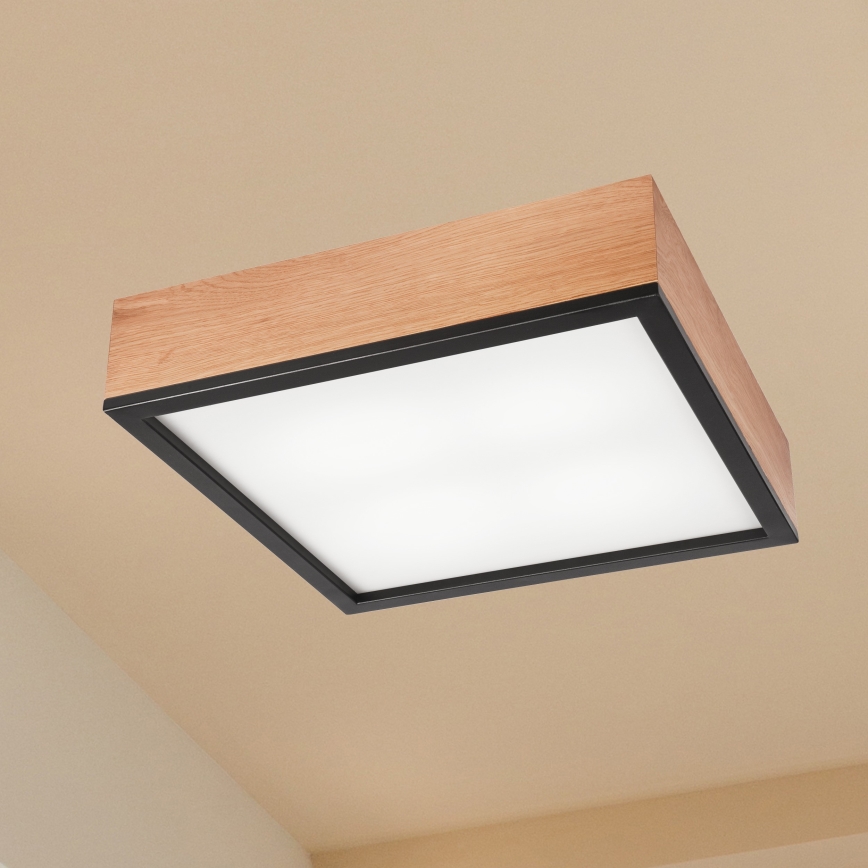 Iluminação de teto OAK SQUARE 4xE27/15W/230V 39x39 cm carvalho/preto