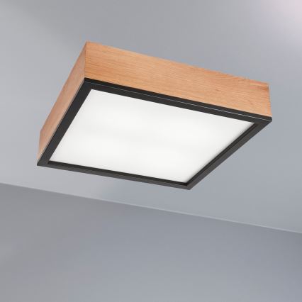 Iluminação de teto OAK SQUARE 4xE27/15W/230V 39x39 cm carvalho/preto
