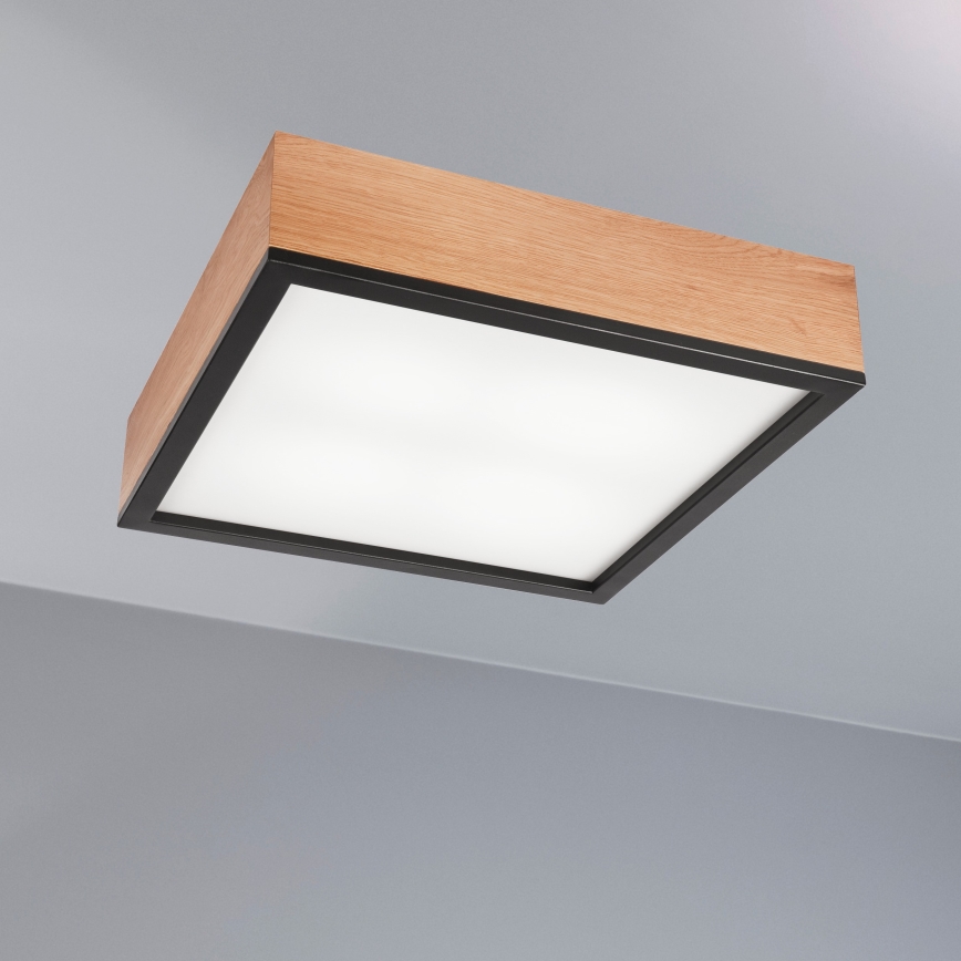 Iluminação de teto OAK SQUARE 4xE27/15W/230V 39x39 cm carvalho/preto