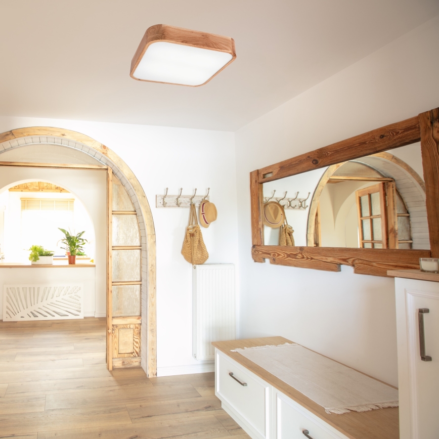 Iluminação de teto OAK SQUARE 4xE27/15W/230V 45x45 cm carvalho