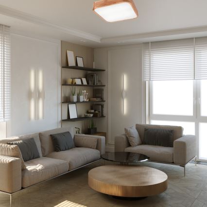 Iluminação de teto OAK SQUARE 4xE27/15W/230V 45x45 cm carvalho