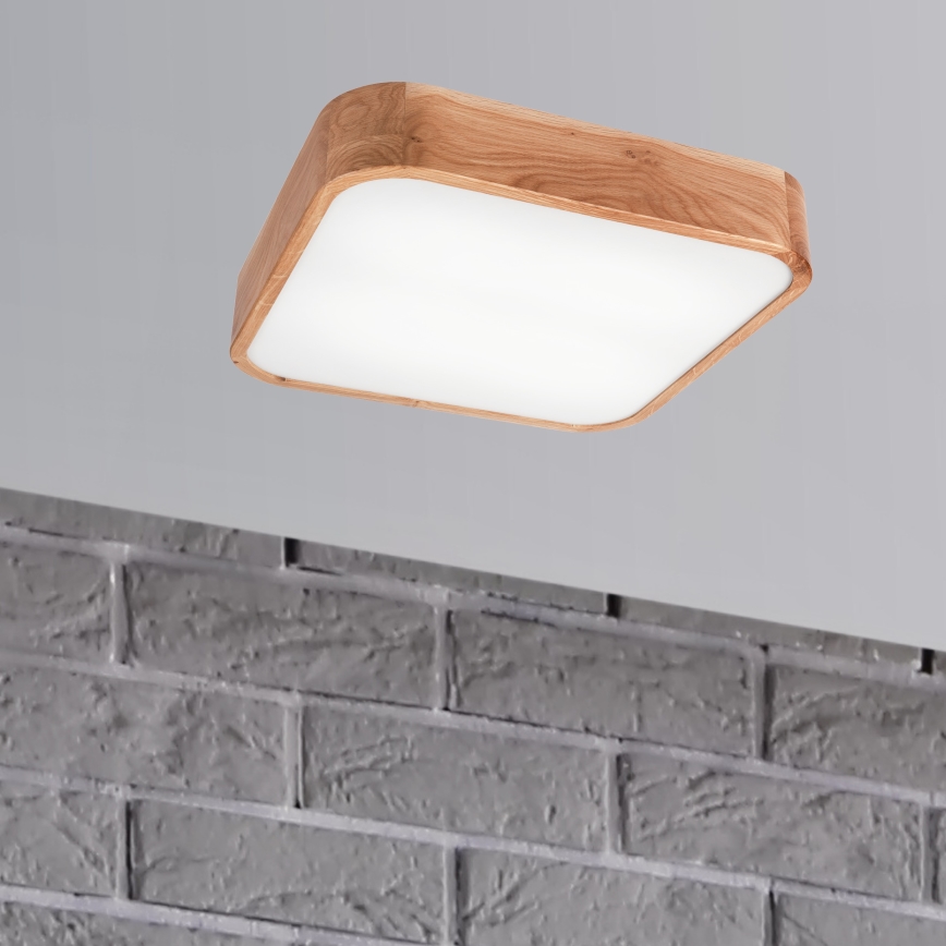 Iluminação de teto OAK SQUARE 4xE27/15W/230V 45x45 cm carvalho