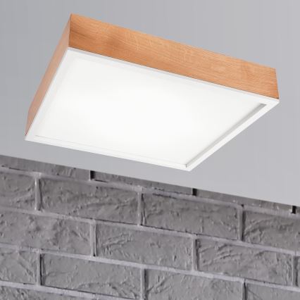 Iluminação de teto OAK SQUARE 4xE27/15W/230V 48x48 cm carvalho/branco