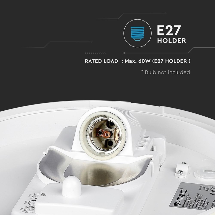 Iluminação de teto para casa de banho com sensor 1xE27/60W/230V IP44 ø 29,6 cm