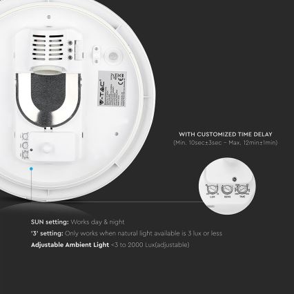 Iluminação de teto para casa de banho com sensor 1xE27/60W/230V IP44 ø 29,6 cm