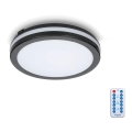Iluminação de teto para casa de banho LED com sensor LED/12W/230V 3000/4000/6500K IP65 diâmetro 20 cm preto + comando