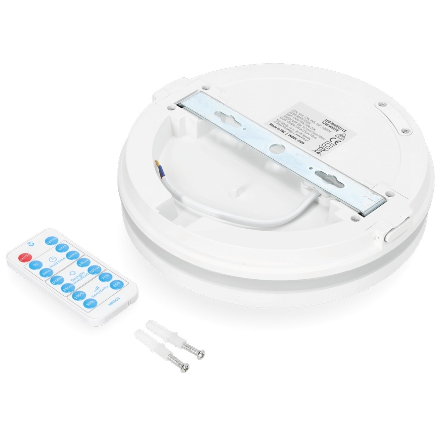 Iluminação de teto para casa de banho LED com sensor LED/12W/230V 3000/4000/6500K IP65 diâmetro 20 cm branco + comando