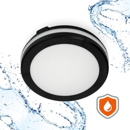 Iluminação de teto para casa de banho LED com sensor LED/12W/230V 3000/4000/6500K IP65 diâmetro 20 cm preto + comando