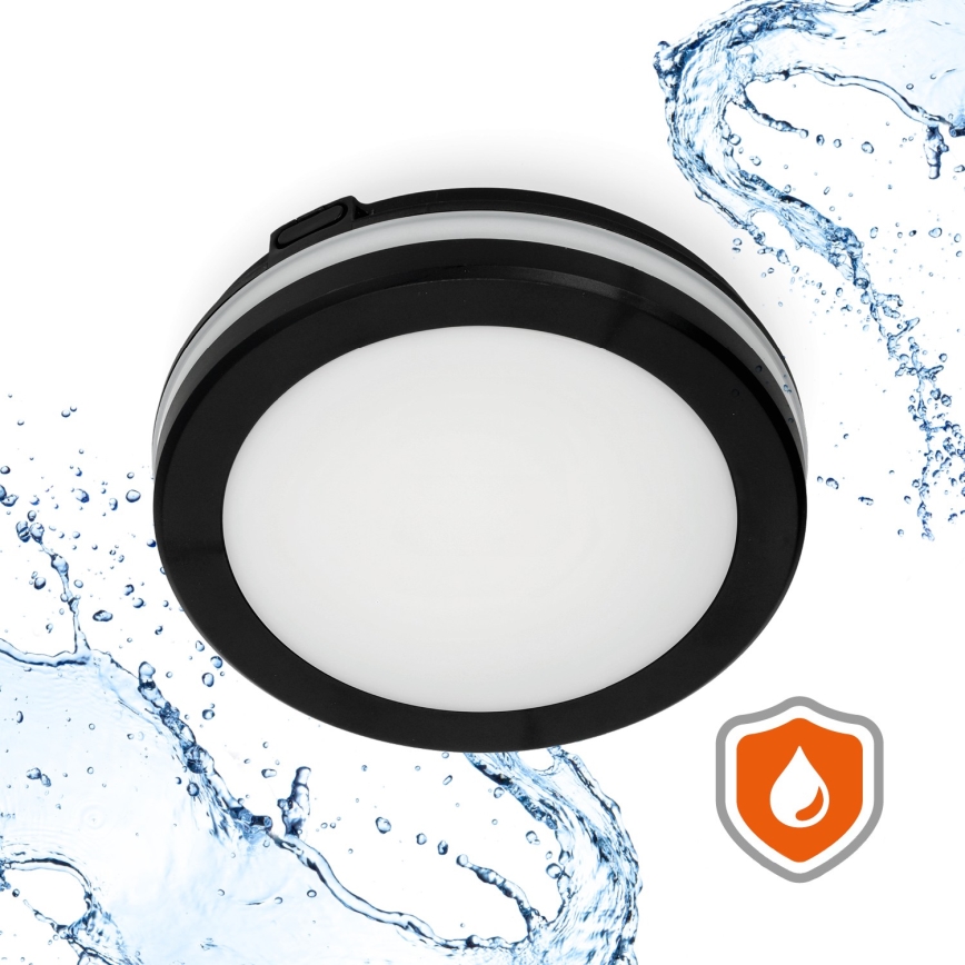Iluminação de teto para casa de banho LED com sensor LED/12W/230V 3000/4000/6500K IP65 diâmetro 20 cm preto + comando