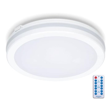 Iluminação de teto para casa de banho LED com sensor LED/18W/230V 3000/4000/6500K IP65 diâmetro 30 cm branco + comando