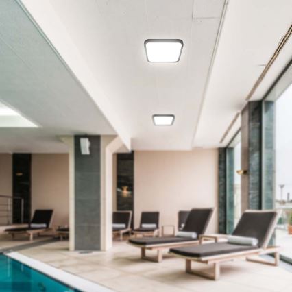 Iluminação de teto para casa de banho LED com sensor LED/18W/230V 4000K IP44 preto + comando
