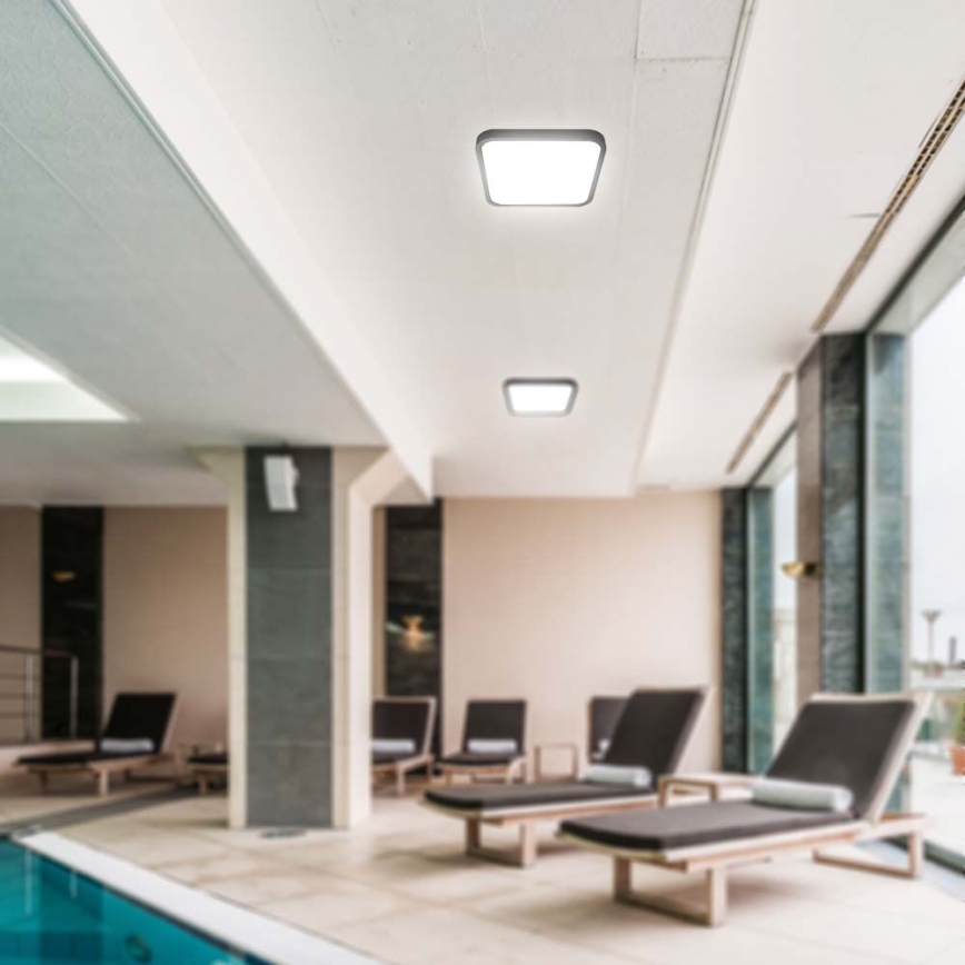 Iluminação de teto para casa de banho LED com sensor LED/18W/230V 4000K IP44 preto + comando