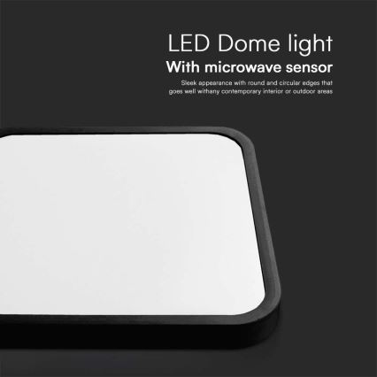 Iluminação de teto para casa de banho LED com sensor LED/18W/230V 4000K IP44 preto + comando