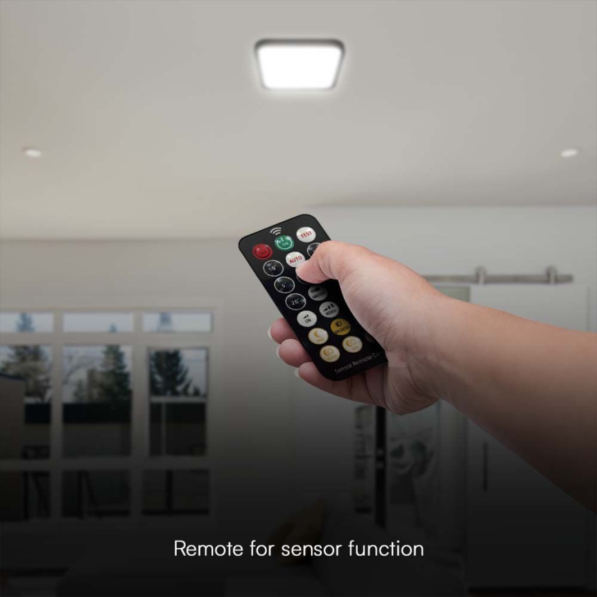 Iluminação de teto para casa de banho LED com sensor LED/18W/230V 4000K IP44 preto + comando