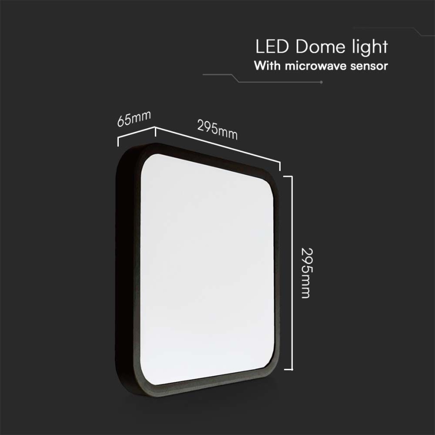 Iluminação de teto para casa de banho LED com sensor LED/18W/230V 4000K IP44 preto + comando