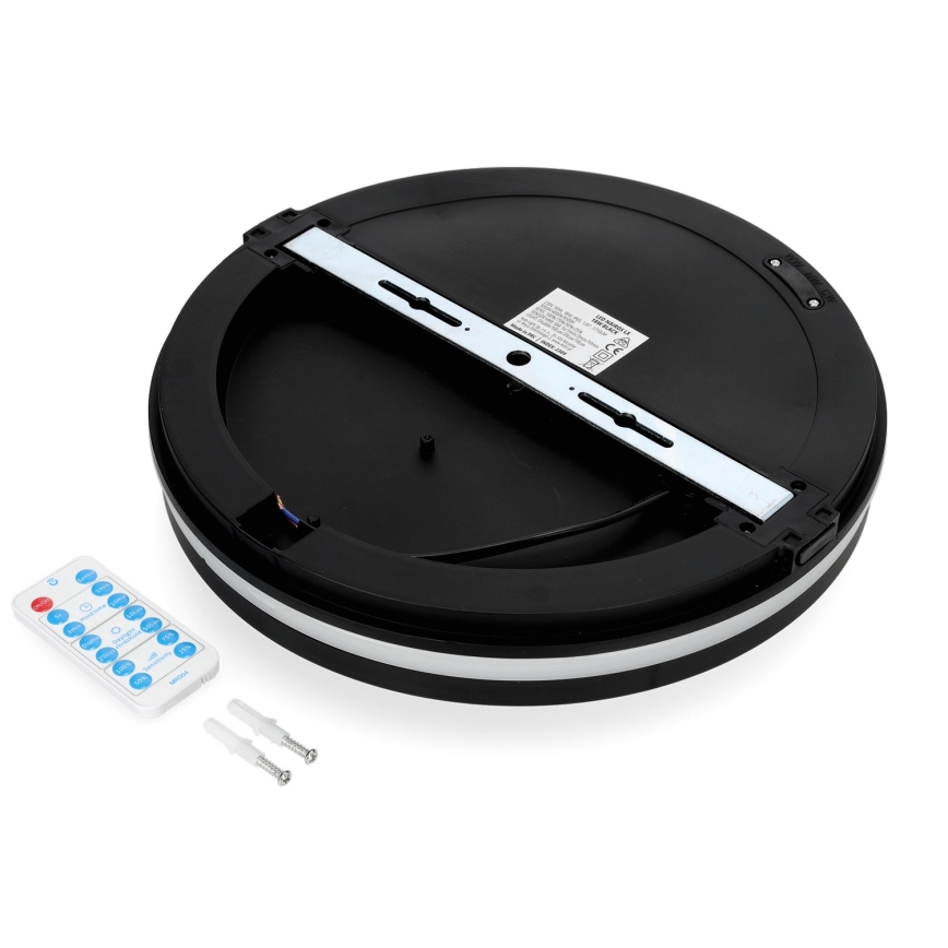 Iluminação de teto para casa de banho LED com sensor LED/18W/230V 3000/4000/6500K IP65 diâmetro 30 cm preto + comando