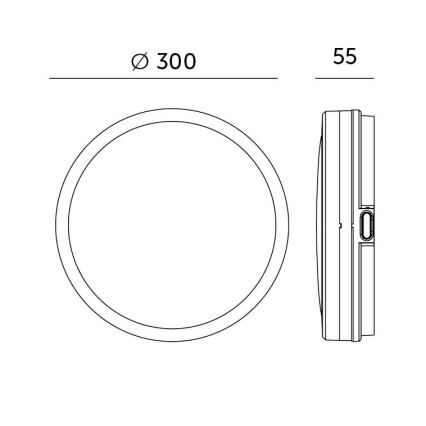 Iluminação de teto para casa de banho LED com sensor LED/18W/230V 3000/4000/6500K IP65 diâmetro 30 cm preto + comando